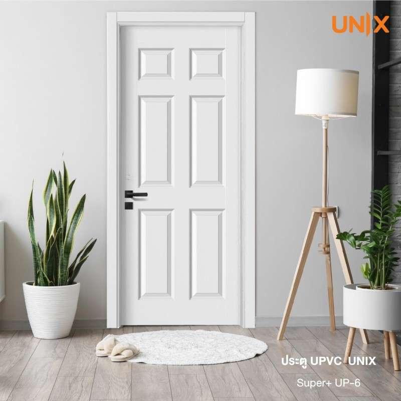 ประตู UPVC 80x200 UNIX สำหรับภายนอก UP-6 ผิว A สีขาว เจาะลูกบิด-1