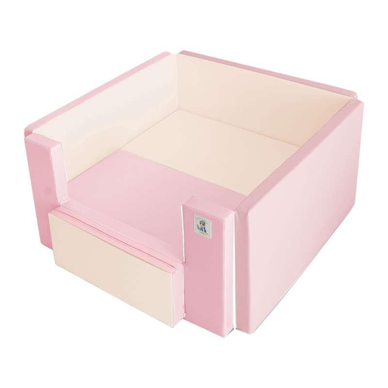 คอกกั้นเด็ก GEKO หนัง PU สีชมพู-ครีม ขนาด Compact 1.35x1.35 ม.-1