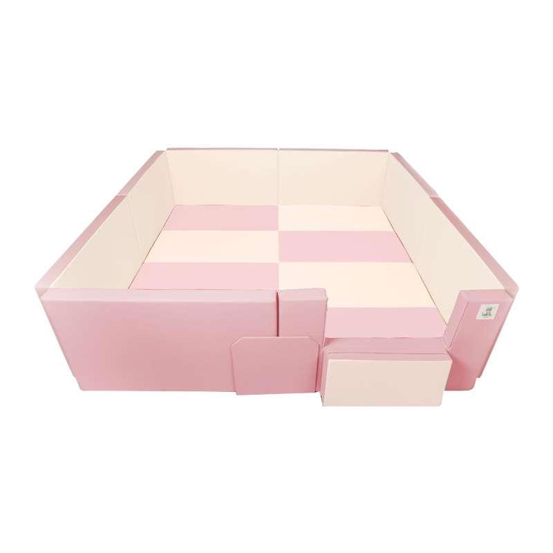 คอกกั้นเด็ก GEKO หนัง PU สีชมพู-ครีม ขนาด Large 2.00x2.00 ม.-1