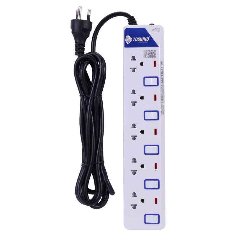 รางปลั๊ก TOSHINO รุ่น ET-9155M รางปลั๊ก 5 ช่อง 5 สวิตช์ สายยาว 5 ม. (10A/2300W) (สีขาว)-1