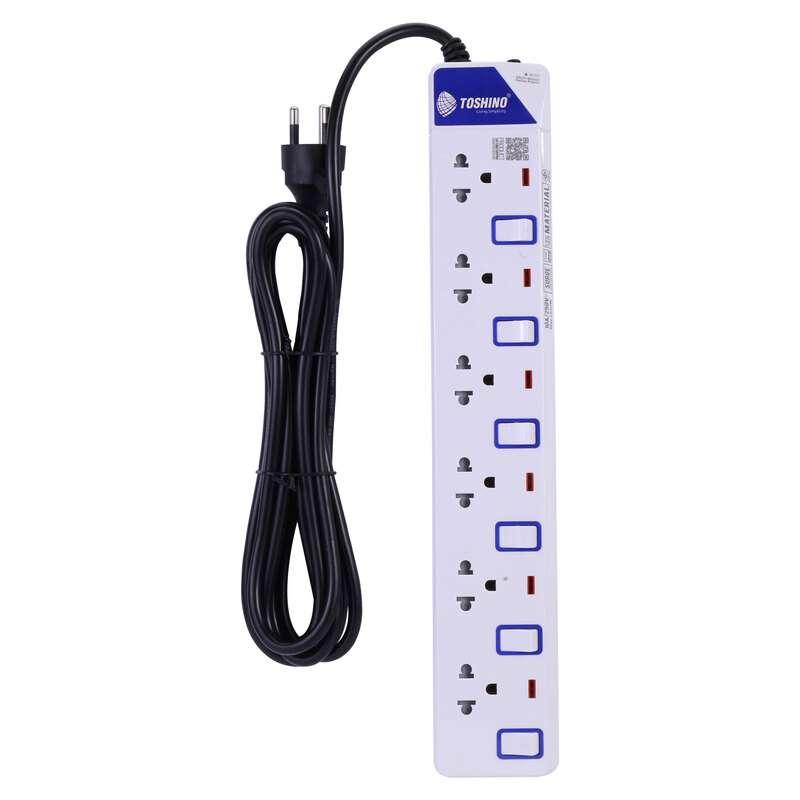 รางปลั๊ก TOSHINO รุ่น ET-916 รางปลั๊ก 6 ช่อง 6 สวิตช์ สายยาว 3 ม. (10A/2300W) (สีขาว)-1