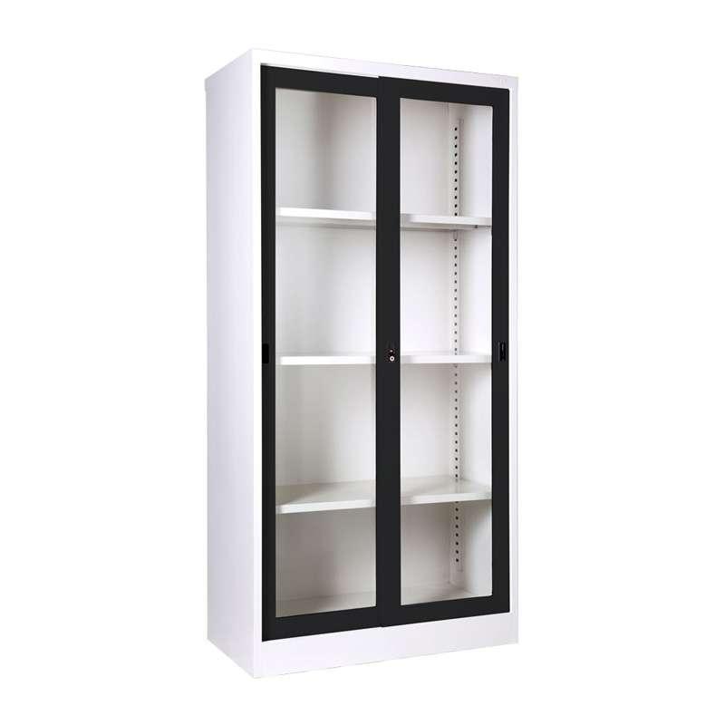 ตู้บานเลื่อนกระจกสูง สีดำ-1