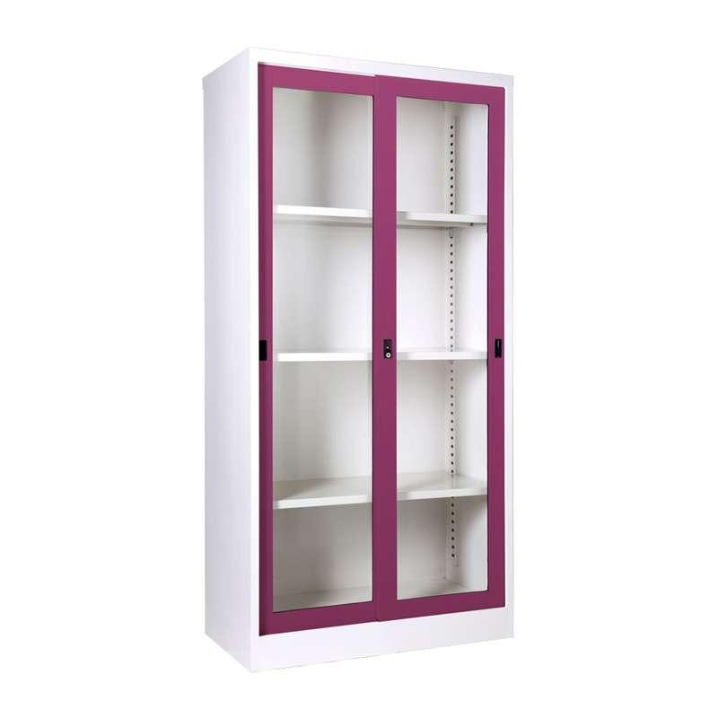 ตู้บานเลื่อนกระจกสูง สีม่วง-1