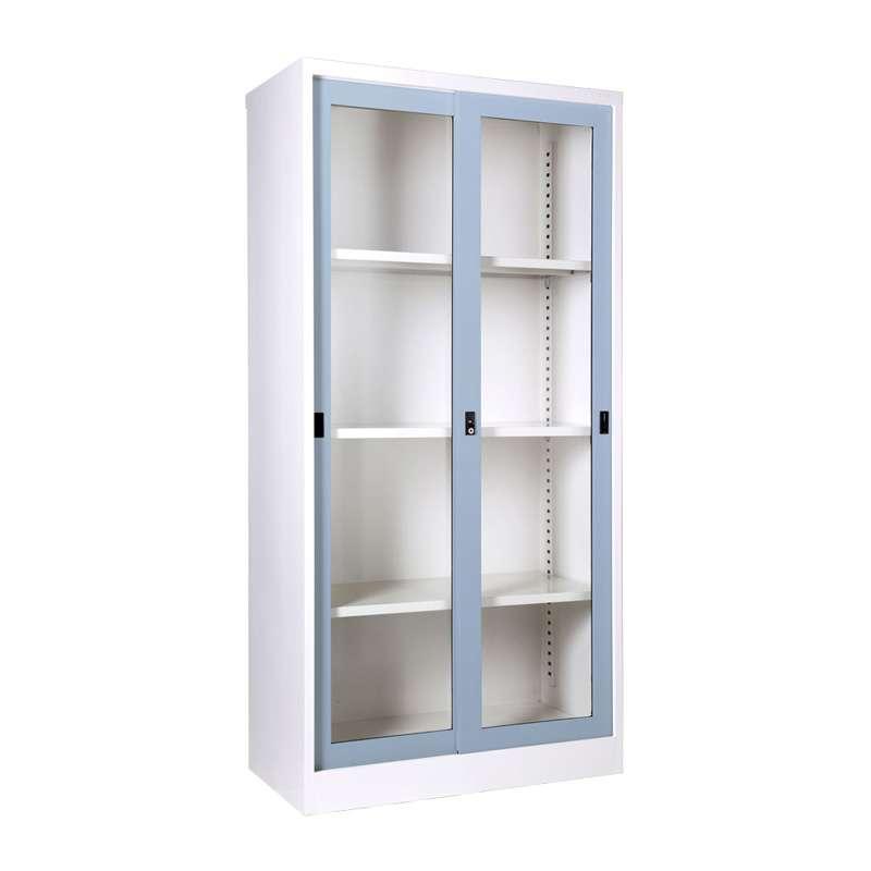 ตู้บานเลื่อนกระจกสูง สีเทา-1