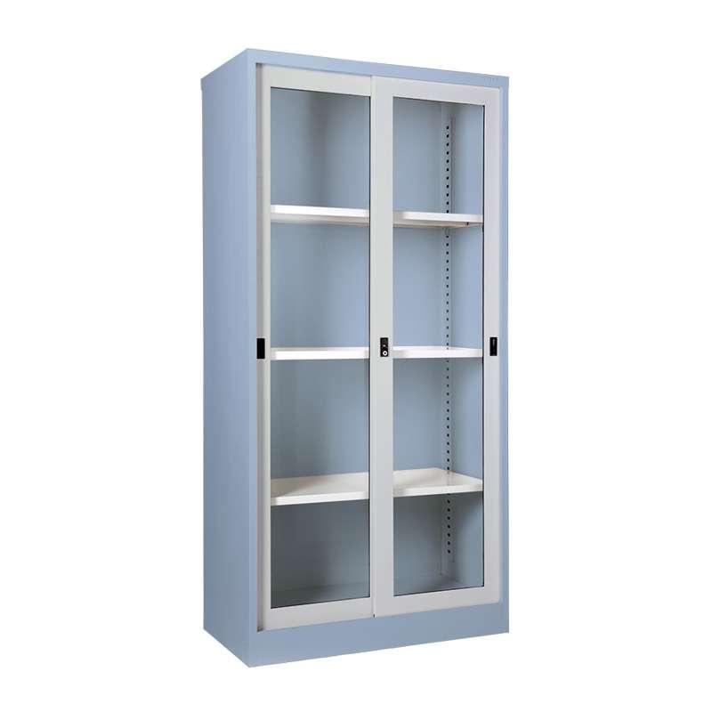 ตู้บานเลื่อนกระจกสูง สีเทาสลับ -1