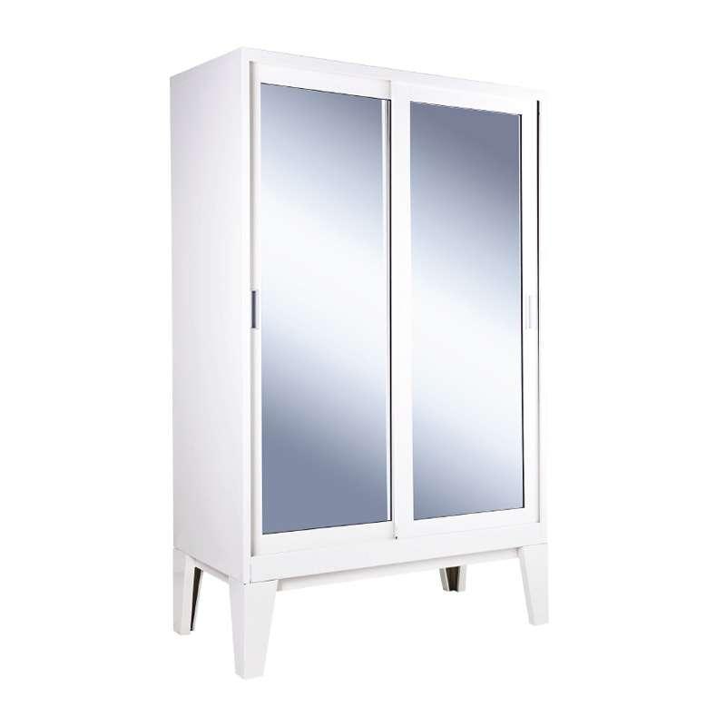 ตู้เสื้อผ้าRopa บานเลื่อนกระจกเงา สีขาวครีม-1