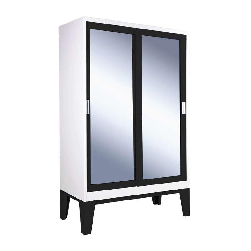 ตู้เสื้อผ้าRopa บานเลื่อนกระจกเงา สีดำ-1