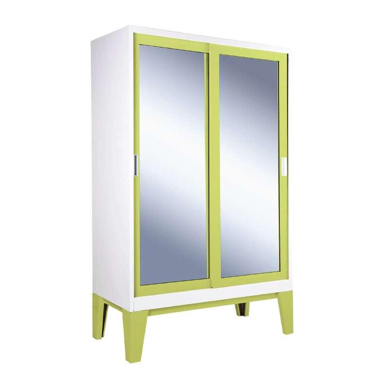 ตู้เสื้อผ้าRopa บานเลื่อนกระจกเงา สีเขียว-1