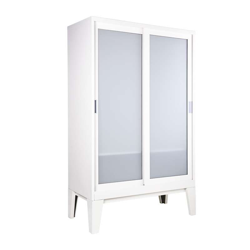 ตู้เสื้อผ้าRopa บานเลื่อนกระจกฝ้า สีขาวครีม-1