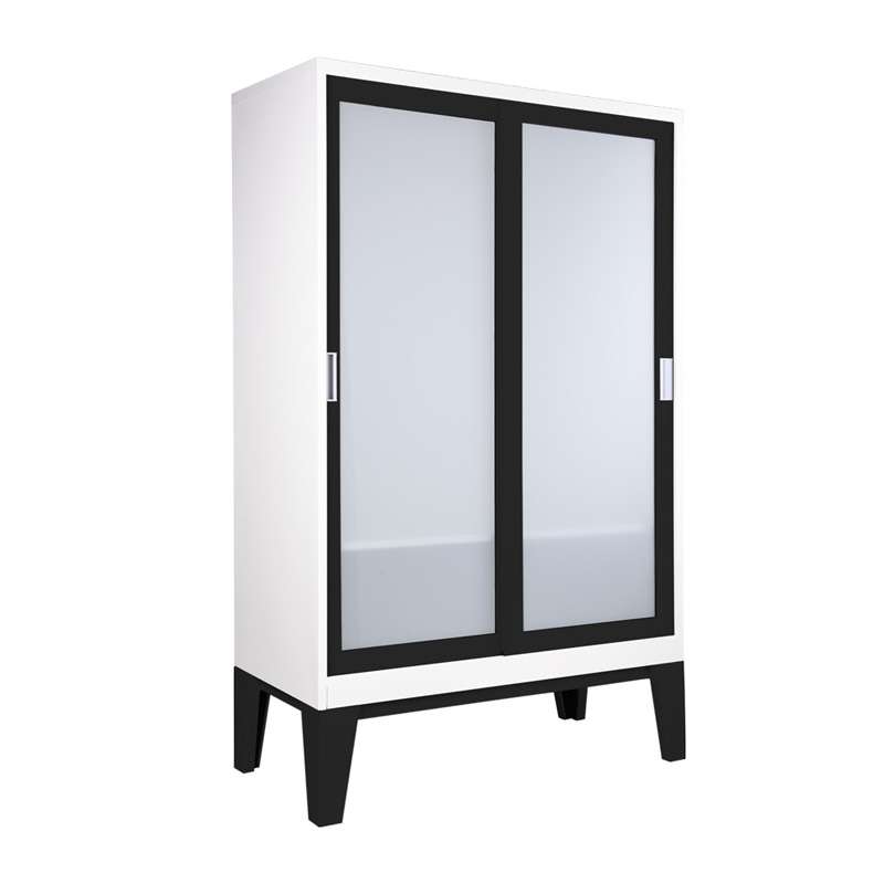 ตู้เสื้อผ้าRopa บานเลื่อนกระจกฝ้า สีดำ-1