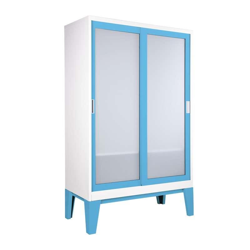 ตู้เสื้อผ้าRopa บานเลื่อนกระจกฝ้า สีฟ้า-1