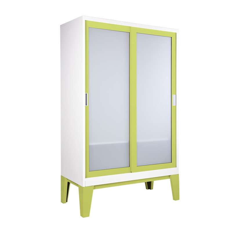 ตู้เสื้อผ้าRopa บานเลื่อนกระจกฝ้า สีเขียว-1