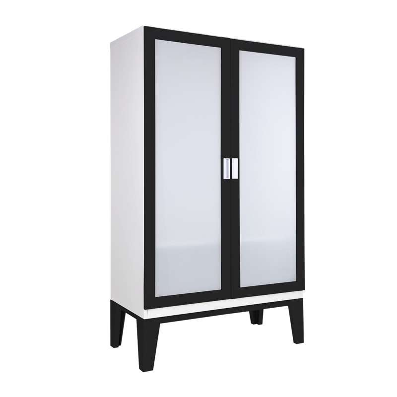 ตู้เสื้อผ้าRopa บานเปิดกระจกเงา สีดำ-1