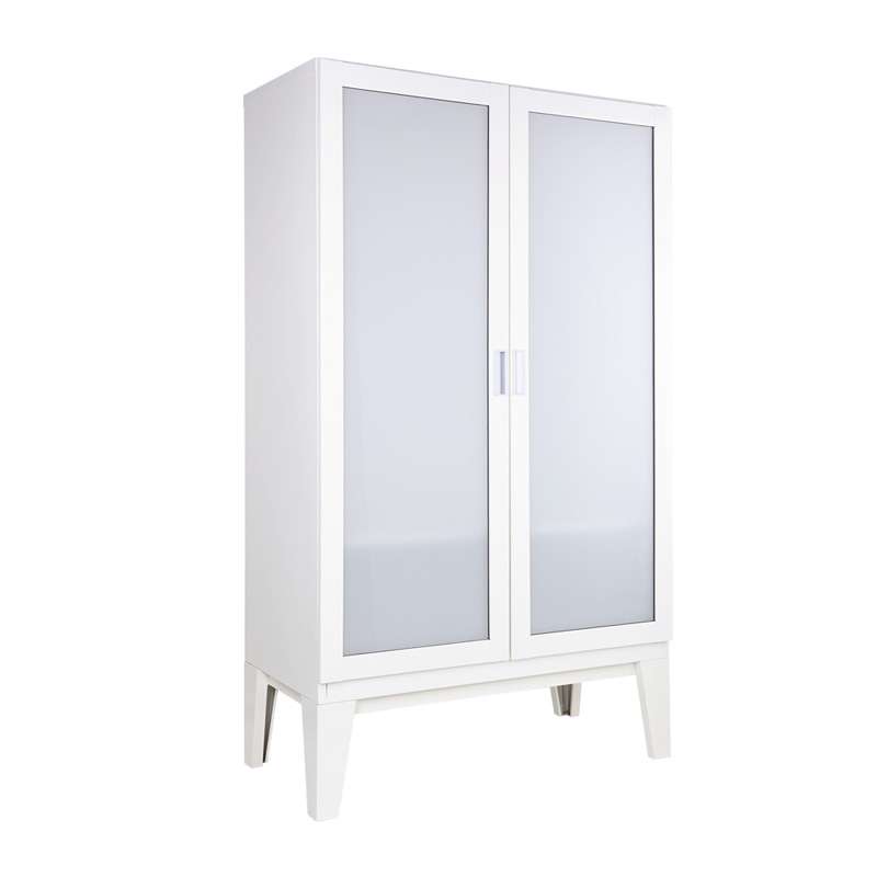 ตู้เสื้อผ้าRopa บานเปิดกระจกฝ้า สีขาวครีม-1