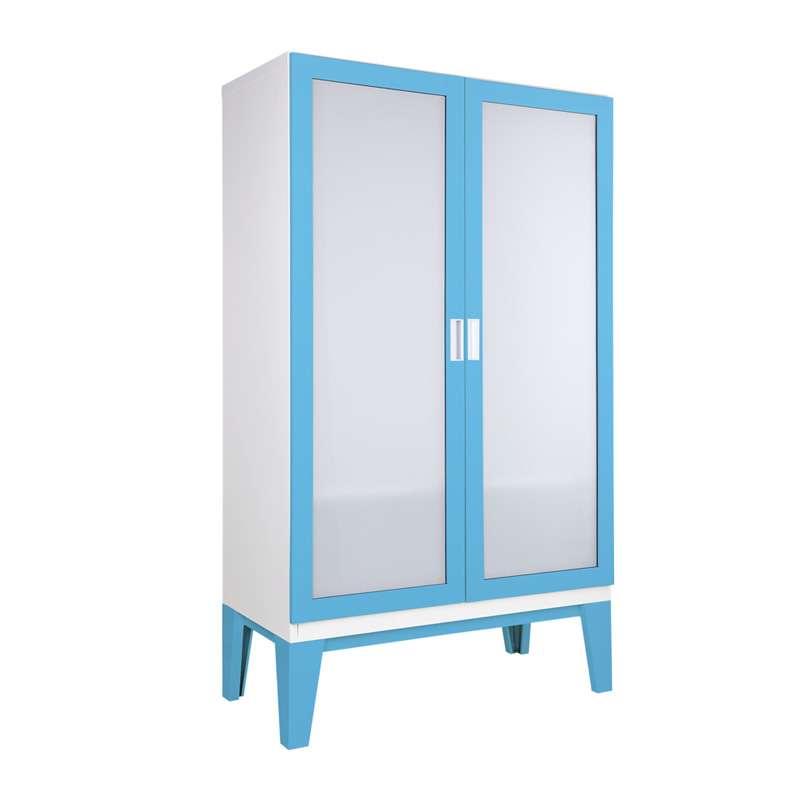 ตู้เสื้อผ้าRopa บานเปิดกระจกฝ้า สีฟ้า-1