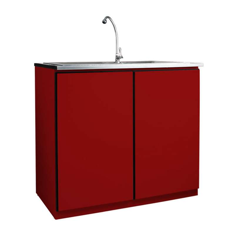 ตู้ครัวDOBBEL พร้อมซิงค์ (แถมฟรี! ก๊อกน้ำ) สีแดง-1