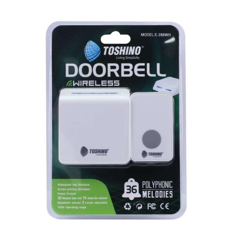กระดิ่งไร้สาย TOSHINO รุ่น E-288WH กระดิ่งไร้สาย ใช้ไฟ 220V สีขาว 1 ตัวรับ 1 ตัวส่ง(สีขาว)-1