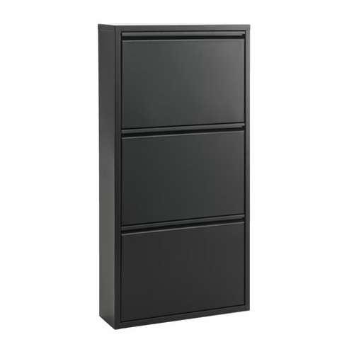 ตู้รองเท้า 3 ช่อง HALLENSLEV 50x15x103 ดำ-1
