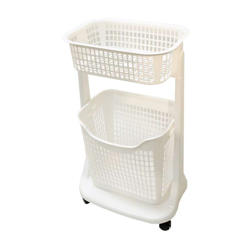 ตะกร้าผ้า 2 ชั้น พร้อมล้อพลาสติก-1