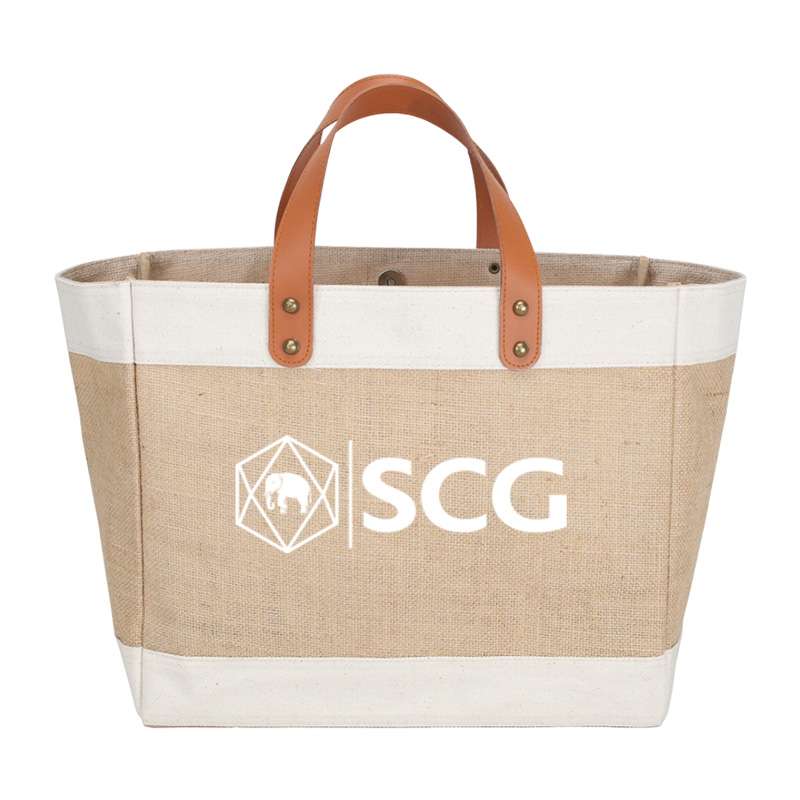 กระเป๋าช้อปปิ้ง ผ้ากระสอบ หูหิ้วหนัง-1