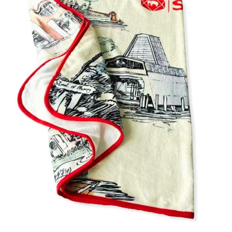 ผ้าห่ม นาโน Heritage SCG สีครีม-แดง -1