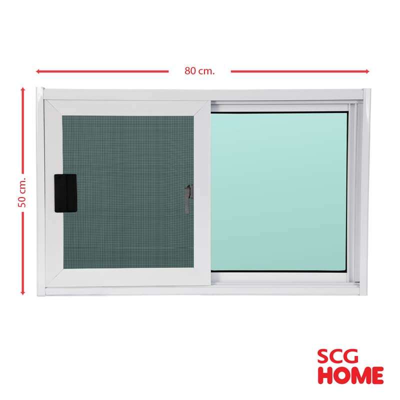 หน้าต่าง Aluminium S-S มุ้ง 80x50 ซม. สีขาว SCG HOME-1
