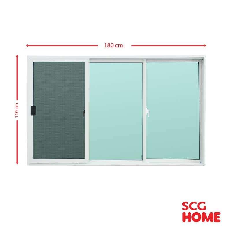 หน้าต่าง Aluminium S-F-S มุ้ง 3 บาน 180x110 ซม. สีขาว SCG HOME-1