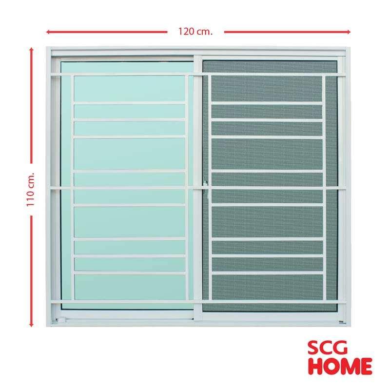 หน้าต่าง Aluminium มุ้ง+เหล็กดัด CLASIC 120x110 ซม. สีขาว SCG HOME-1