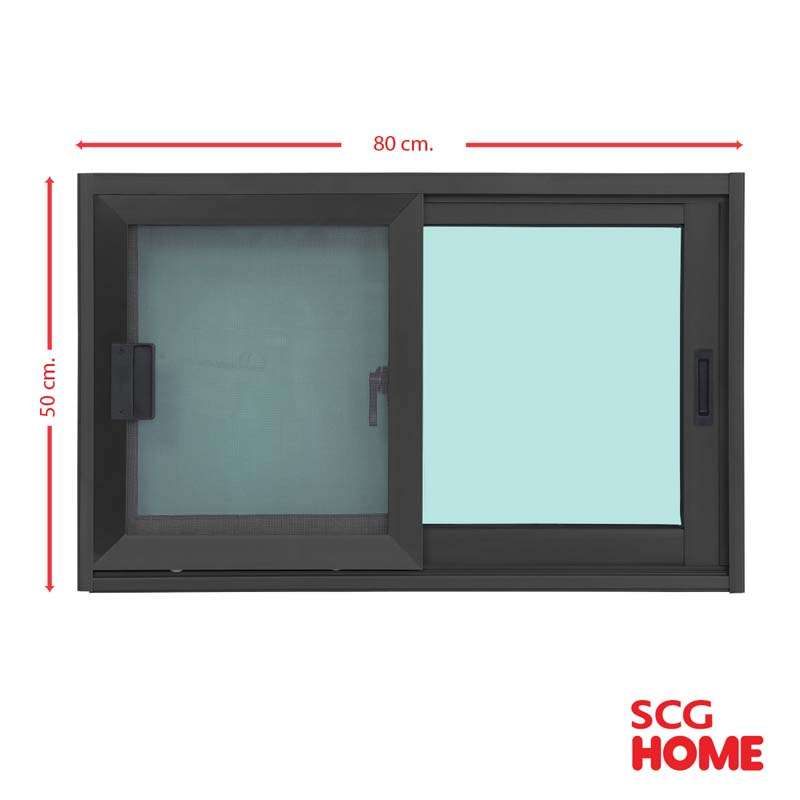 หน้าต่าง Aluminium S-S มุ้ง 80x50 ซม. สีดำ SCG HOME-1