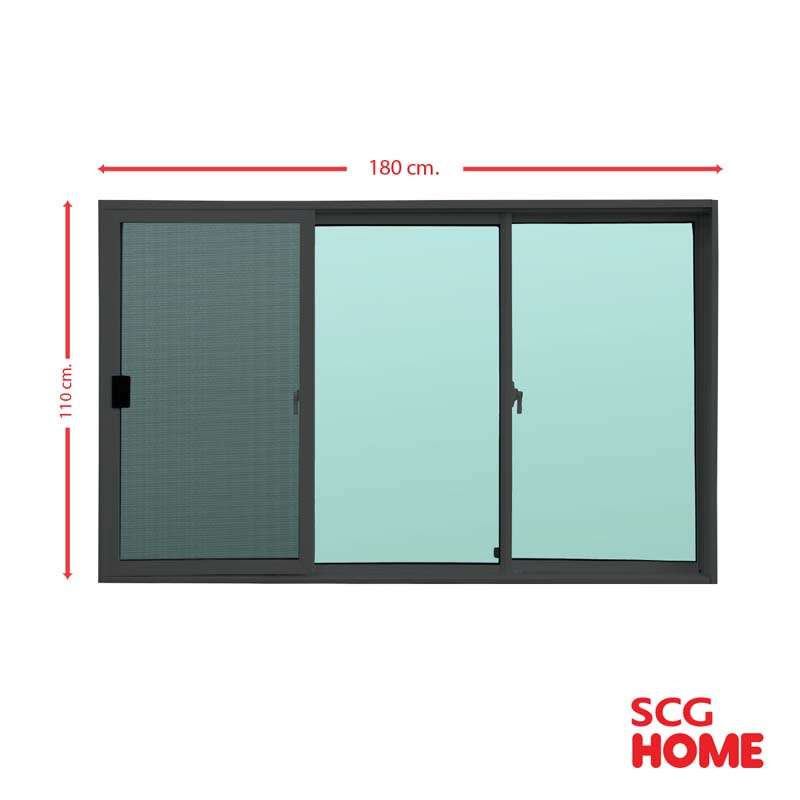 หน้าต่าง Aluminium S-F-S มุ้ง 3 บาน 180x110 ซม. สีดำ SCG HOME-1