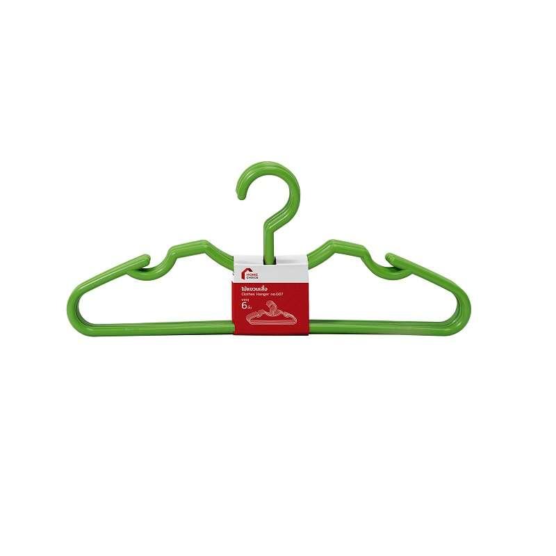 ไม้แขวนเสื้อ 007 แพค 6 สีเขียว-1