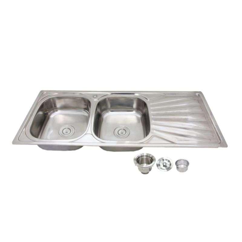 ซิงค์ฝัง 2 หลุม + ที่พักจาน HOME CHOICE รุ่น HC-1250 สี สเตนเลส-1