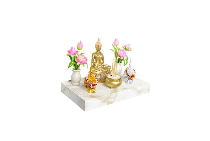 FASTTECT หิ้งพระติดผนัง มินิมอล กว้าง 24 x ยาว 40 ซม. สีหินอ่อนครีม-1