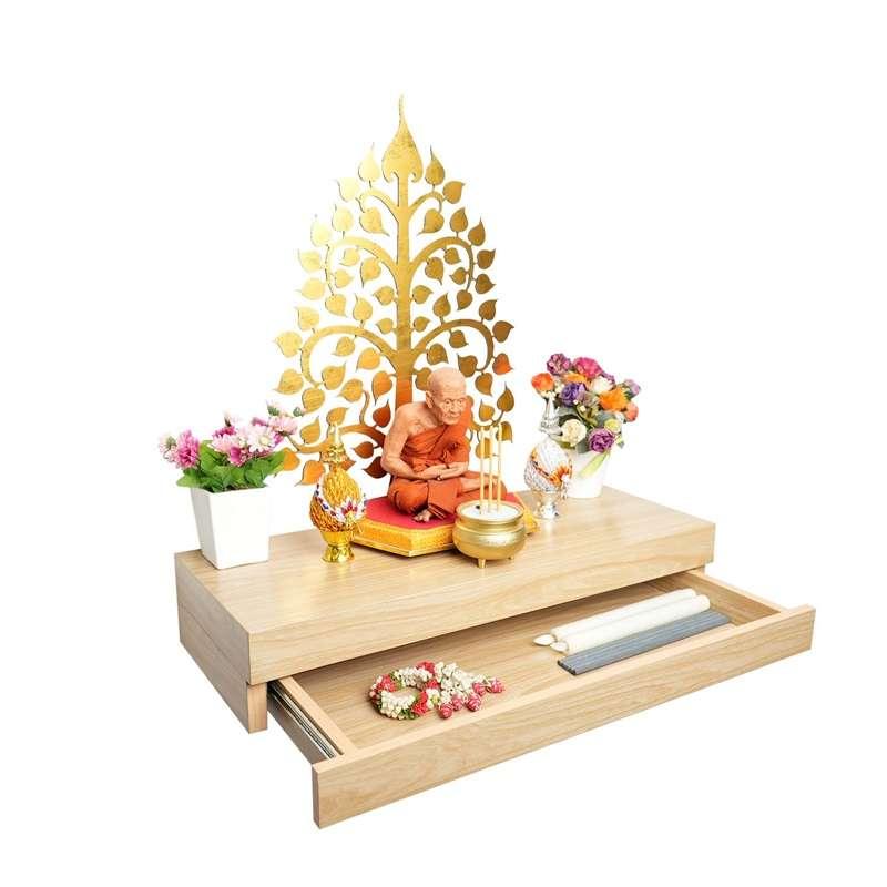 FASTTECT หิ้งพระติดผนัง มินิมอล 1 ลิ้นชัก กว้าง 24 x ยาว 60 ซม. สีเมเปิ้ล-1