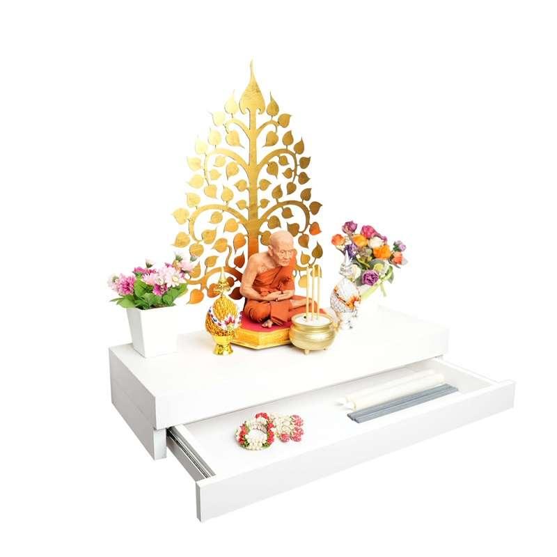 FASTTECT หิ้งพระติดผนัง มินิมอล 1 ลิ้นชัก กว้าง 24 x ยาว 60 ซม. สีขาว-1