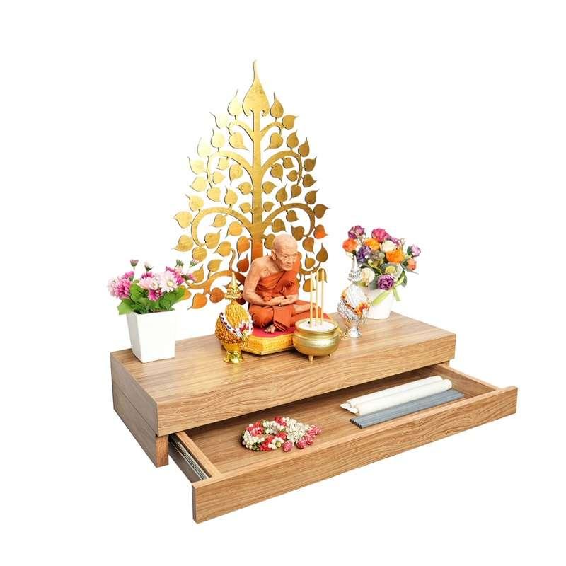 FASTTECT หิ้งพระติดผนัง มินิมอล 1 ลิ้นชัก กว้าง 24 x ยาว 60 ซม. สีลาเต้-1