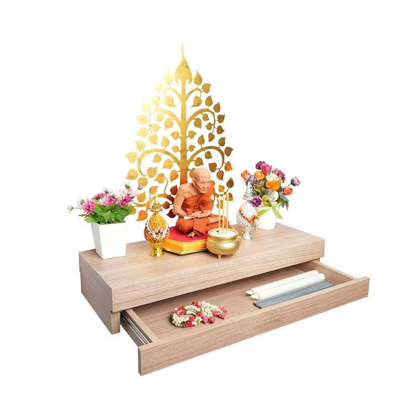 FASTTECT หิ้งพระติดผนัง มินิมอล 1 ลิ้นชัก กว้าง 24 x ยาว 60 ซม. สีไวท์โอ๊ค-1