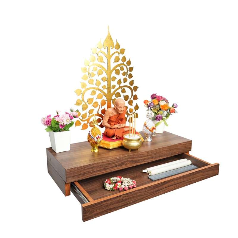 FASTTECT หิ้งพระติดผนัง มินิมอล 1 ลิ้นชัก กว้าง 24 x ยาว 60 ซม. สีโอ๊ค-1