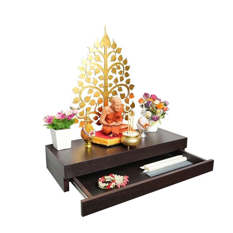 FASTTECT หิ้งพระติดผนัง มินิมอล 1 ลิ้นชัก กว้าง 24 x ยาว 60 ซม. สีเวงเก้-1