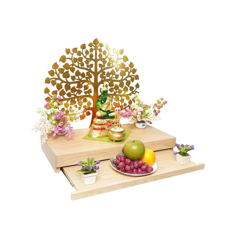 FASTTECT หิ้งพระติดผนัง มินิมอล พร้อมถาดบูชา กว้าง 30 x ยาว 60 ซม. สีเมเปิ้ล-1