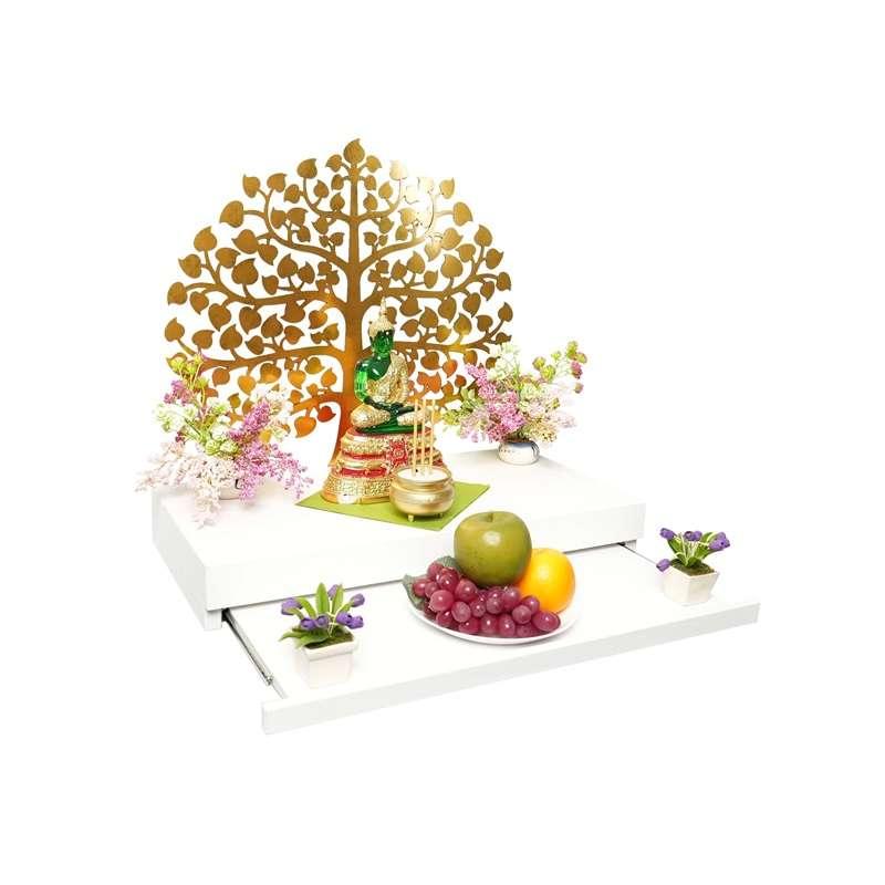 FASTTECT หิ้งพระติดผนัง มินิมอล พร้อมถาดบูชา กว้าง 30 x ยาว 60 ซม. สีขาว-1