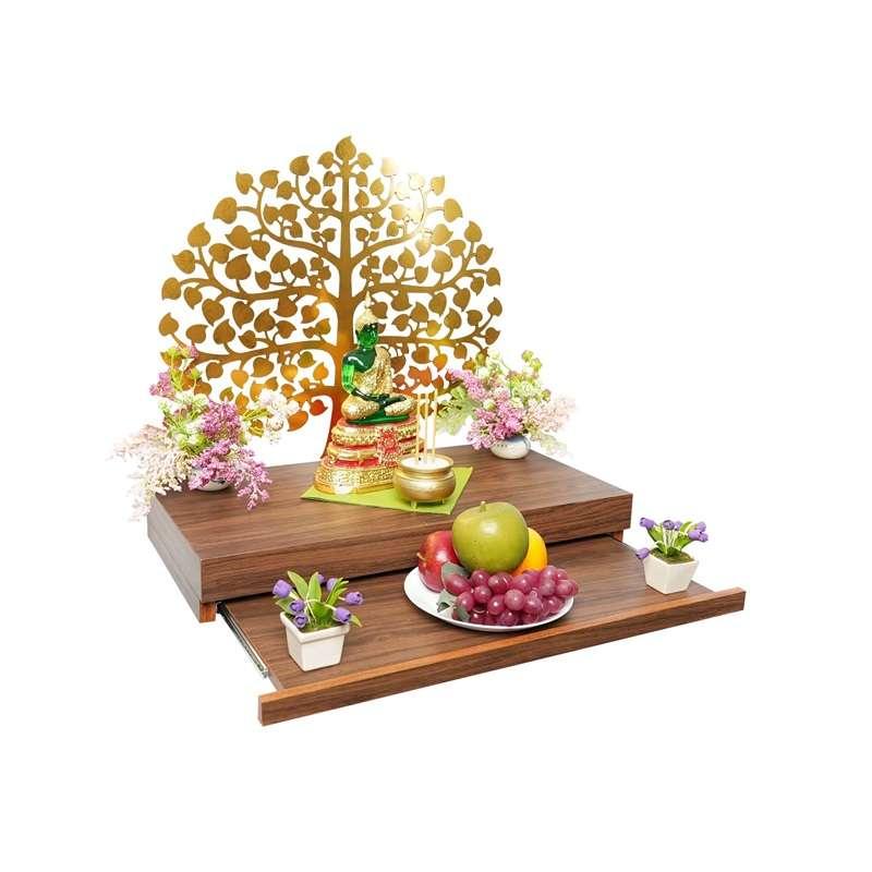 FASTTECT หิ้งพระติดผนัง มินิมอล พร้อมถาดบูชา กว้าง 30 x ยาว 60 ซม. สีโอ๊ค-1