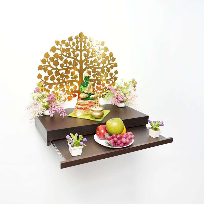 FASTTECT หิ้งพระติดผนัง มินิมอล พร้อมถาดบูชา กว้าง 30 x ยาว 60 ซม. สีเวงเก้-1