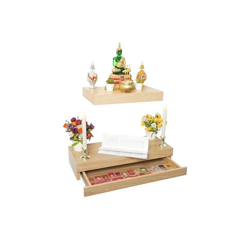 FASTTECT หิ้งพระติดผนัง มินิมอล 2 ชิ้น ชุดเจริญรุ่งเรือง สีเมเปิ้ล-1