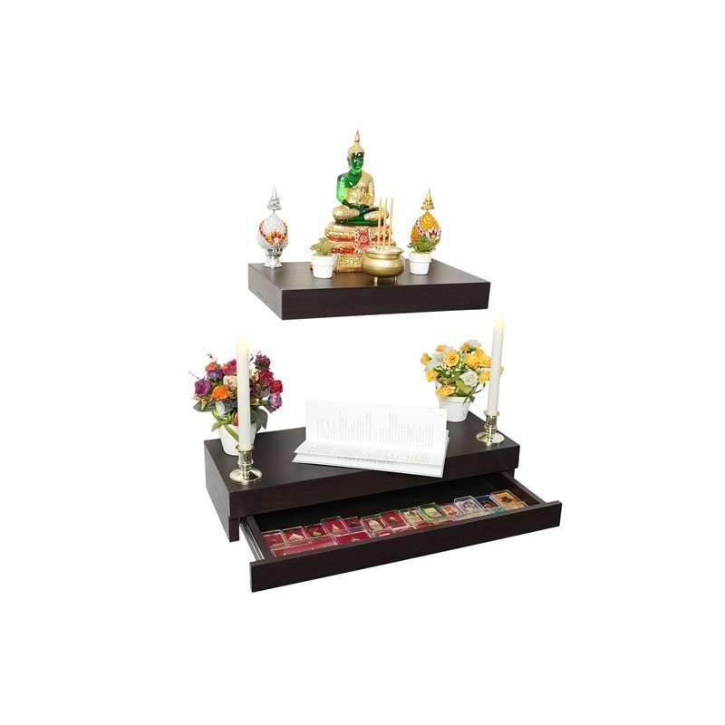 FASTTECT หิ้งพระติดผนัง มินิมอล 2 ชิ้น ชุดเจริญรุ่งเรือง สีเวงเก้-1