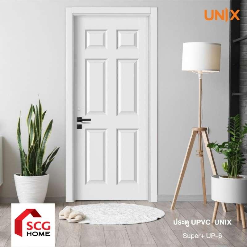 ประตู UPVC UNIX รุ่น Super+ UP-6 สีขาว 80x200 ซม. (เจาะลูกบิด)-1