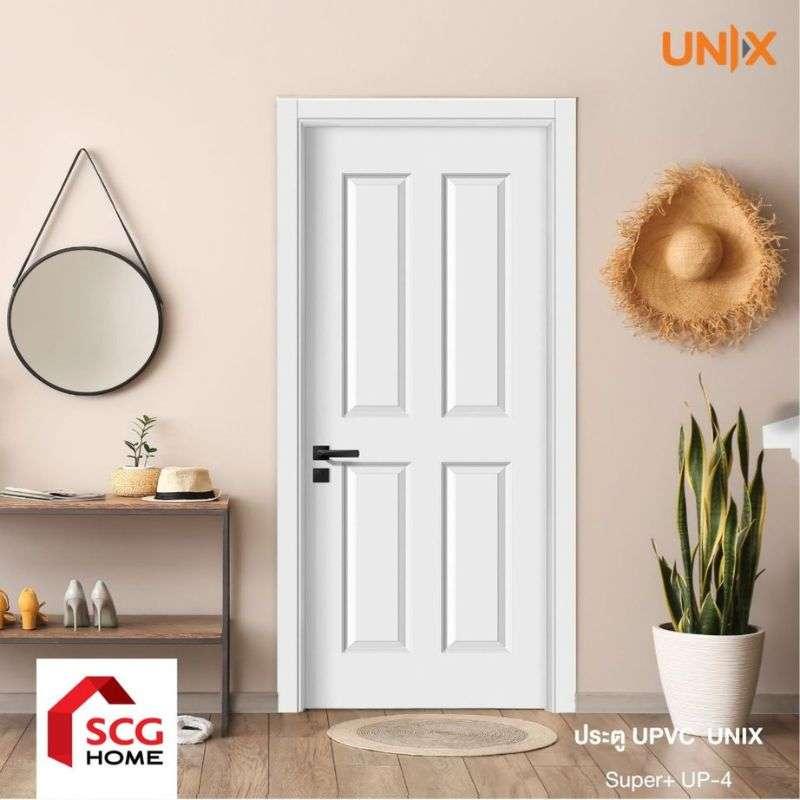 ประตู UPVC UNIX รุ่น Super+ UP-4 สีขาว 80x200 ซม. (เจาะลูกบิด)-1