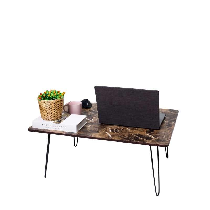 FASTTECT โต๊ะญี่ปุ่นพรีเมี่ยม รุ่นขาเหล็กล็อค ขนาด 60 x 80 ซม. สีหินอ่อนน้ำตาล-1