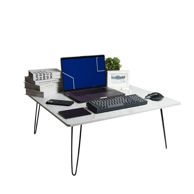 FASTTECT โต๊ะญี่ปุ่นพรีเมี่ยม รุ่นขาเหล็กล็อค ขนาด 80 x 80 ซม. สีหินอ่อนขาว-1