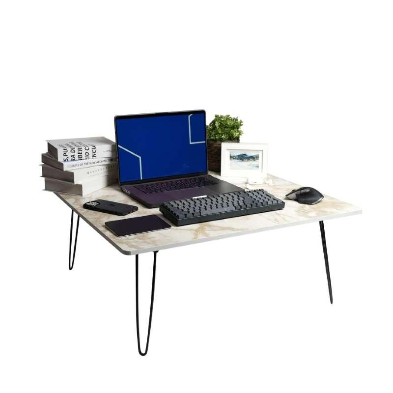 FASTTECT โต๊ะญี่ปุ่นพรีเมี่ยม รุ่นขาเหล็กล็อค ขนาด 80 x 80 ซม. สีหินอ่อนครีม-1